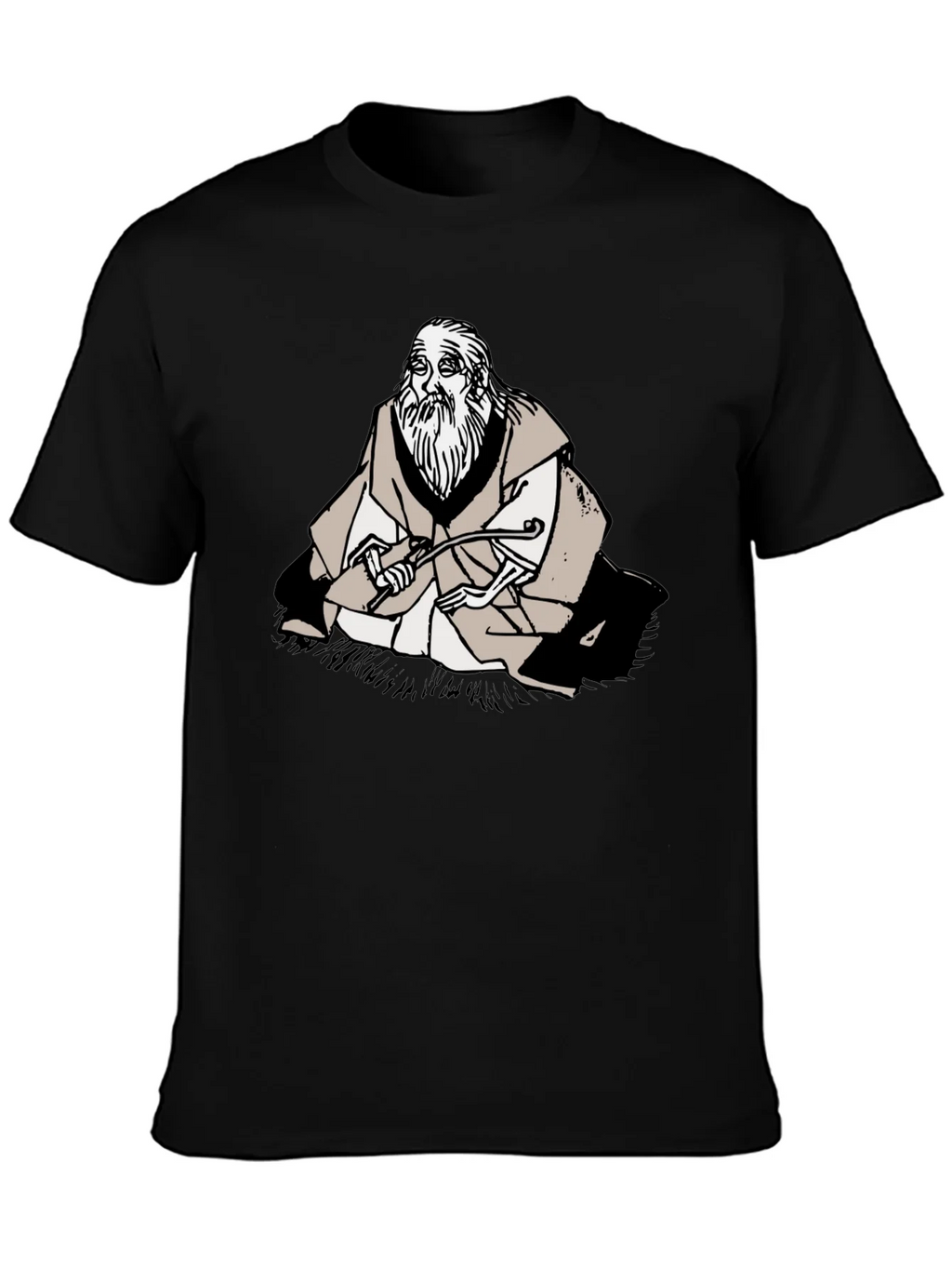 Wise Old Man Graphic Tee - Unique Black T-Shirt