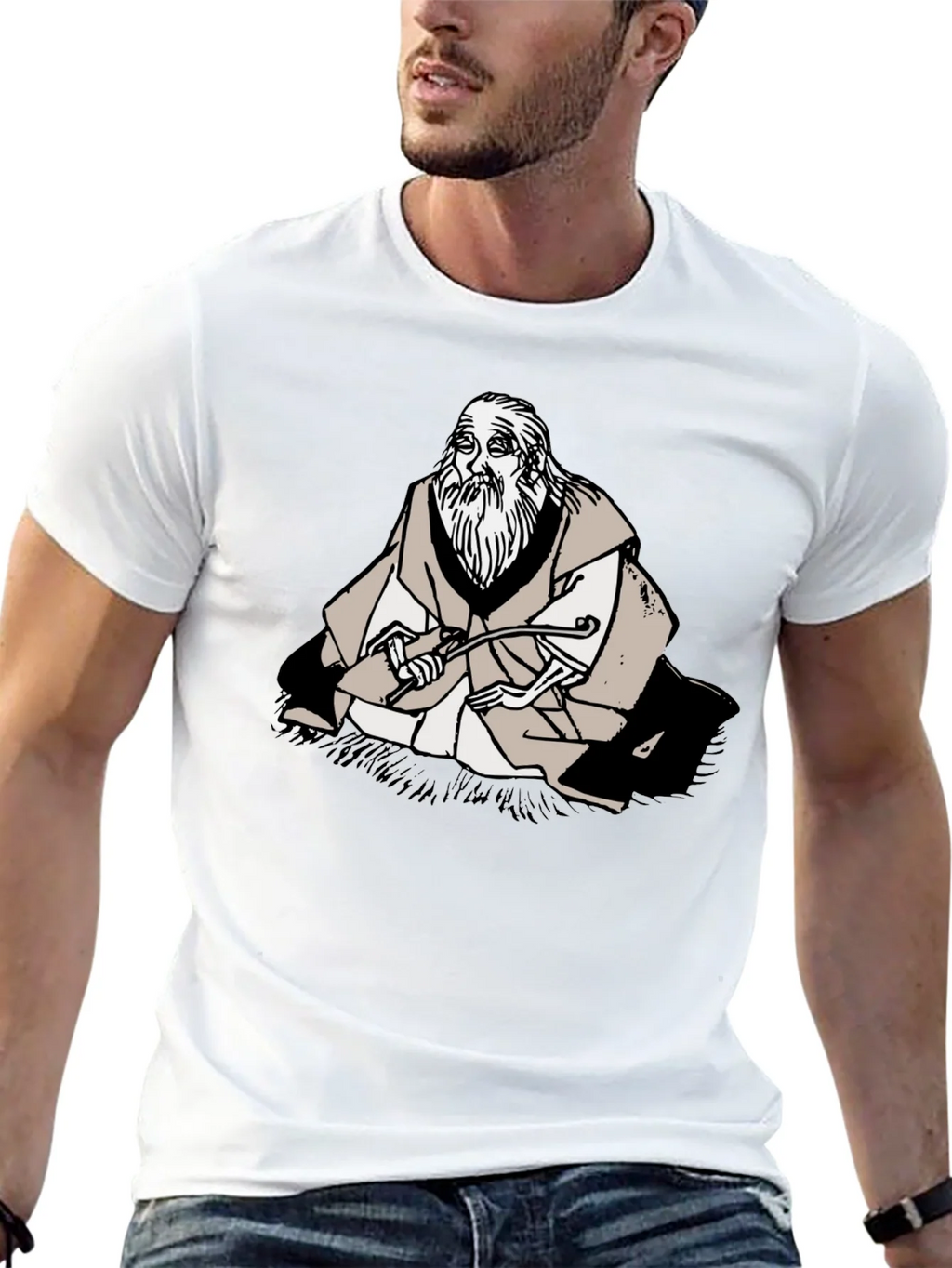 Wise Old Man Graphic Tee - Unique Black T-Shirt