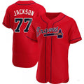 Atlanta Braves #77 Luke Jackson Red Alternate Jersey Stitches Baseball Jerseys