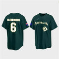 #6 Robbie Glendinning Australia Baseball 2023 World Baseball Classic Jersey C Green Stitches Baseball Jerseys