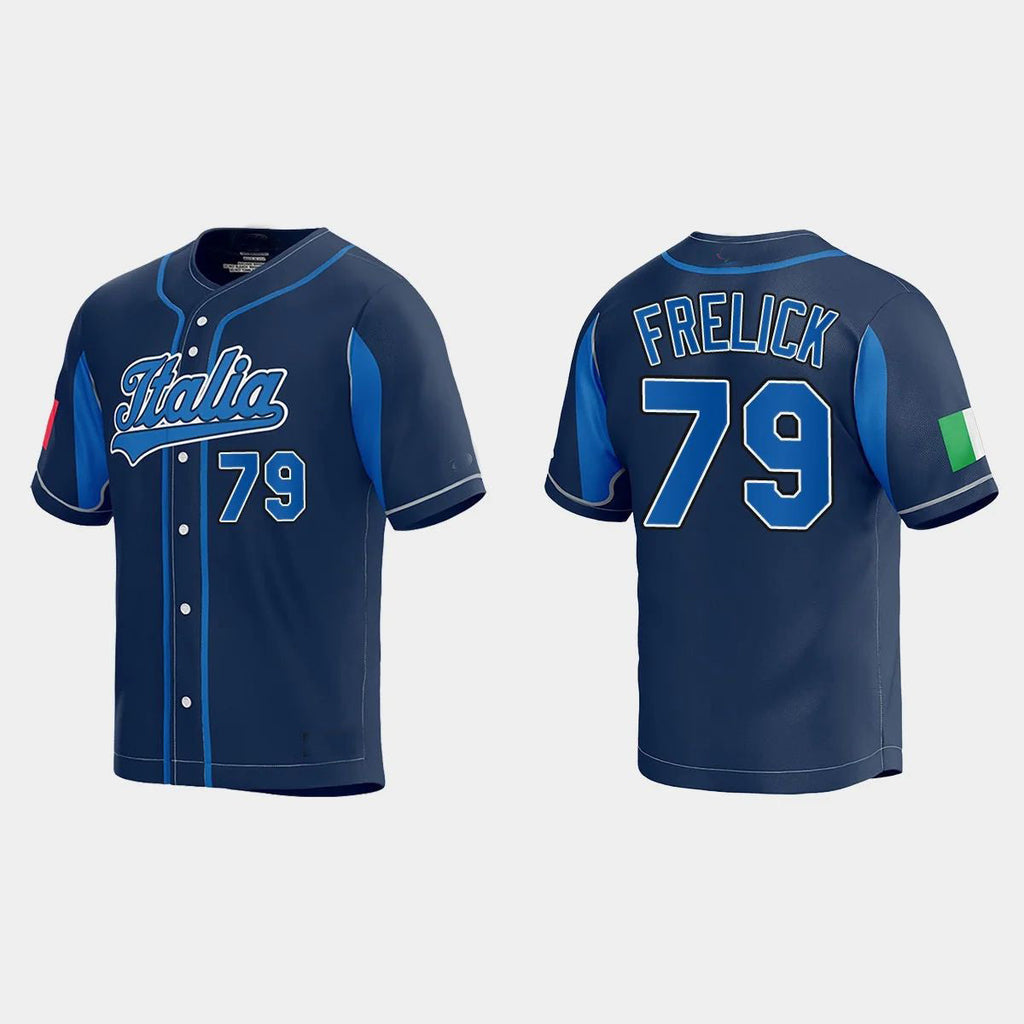 #79 SAL FRELICK ITALY BASEBALL 2023 WORLD BASEBALL CLASSIC JERSEY C ROYAL Stitches Baseball Jerseys