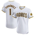 San Diego Padres #1 Tony Fernndez Home Elite Sponsor Patch Player Jersey - White Stitched Baseball Jersey