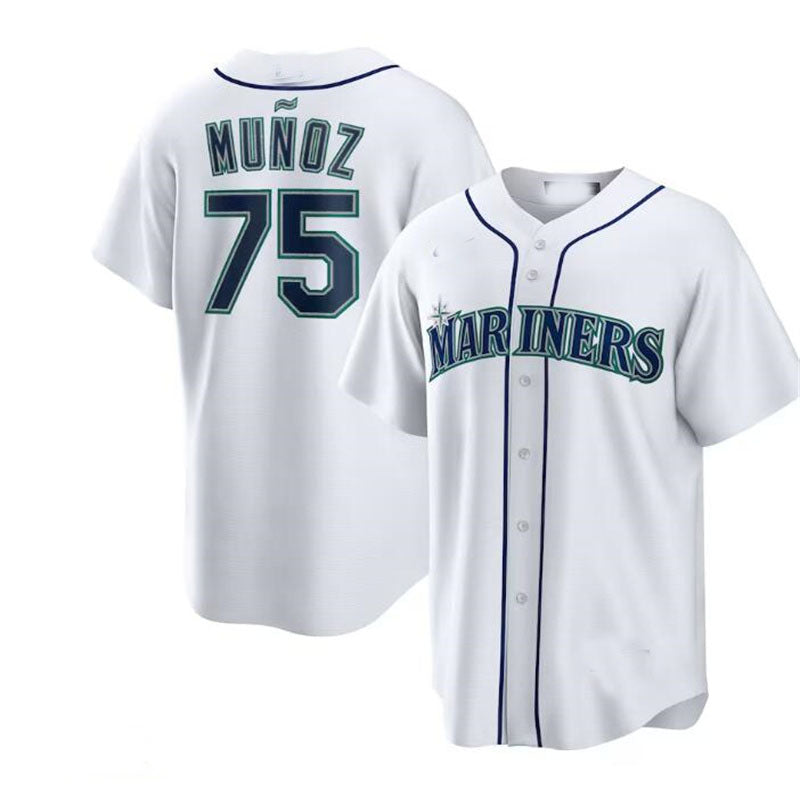Seattle Mariners #75 Andrs Mu?oz White Home Replica Player Jersey Baseball Jerseys