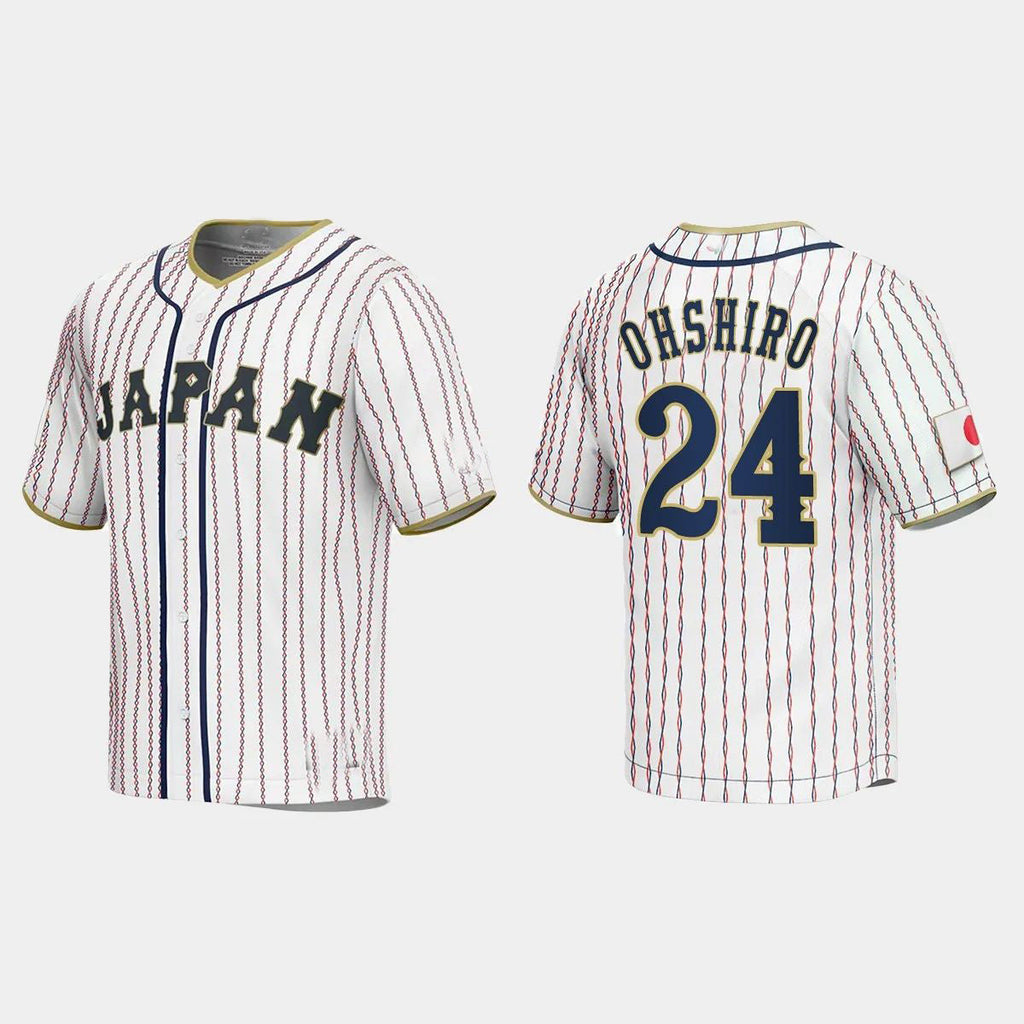 #24 TAKUMI OHSHIRO JAPAN BASEBALL 2023 WORLD BASEBALL CLASSIC JERSEY C WHITE Stitches Baseball Jerseys