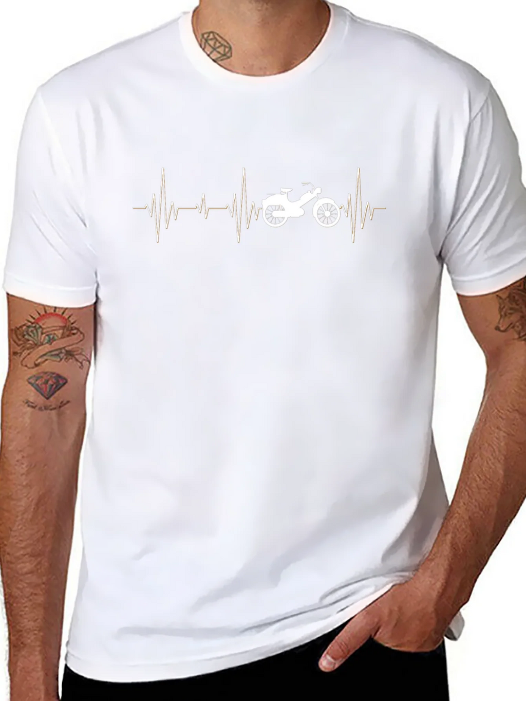 Motorcycle Heartbeat T-Shirt - Black