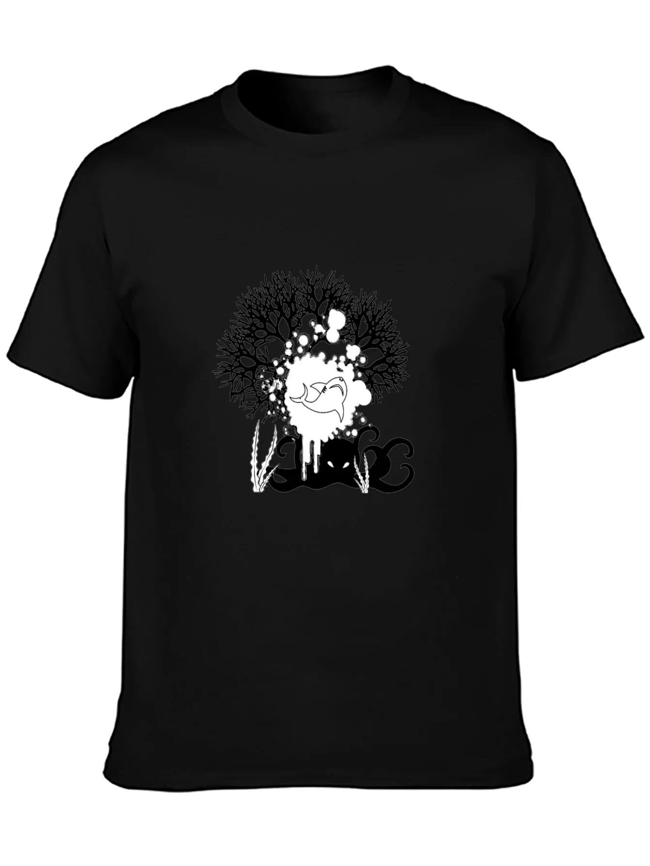 Abstract Graphic Print Tee - Black Casual T-Shirt