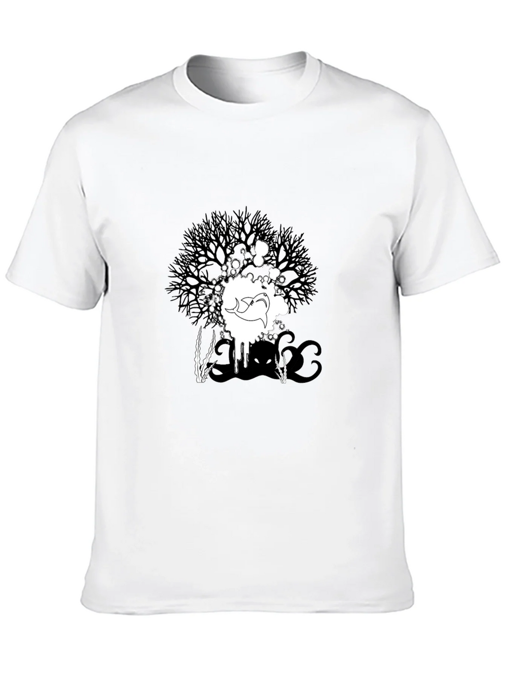Abstract Graphic Print Tee - Black Casual T-Shirt