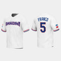 #5 WANDER FRANCO DOMINICAN REPUBLIC BASEBALL 2023 WORLD BASEBALL CLASSIC REPLICA JERSEY C WHITE Stitches Baseball Jerseys