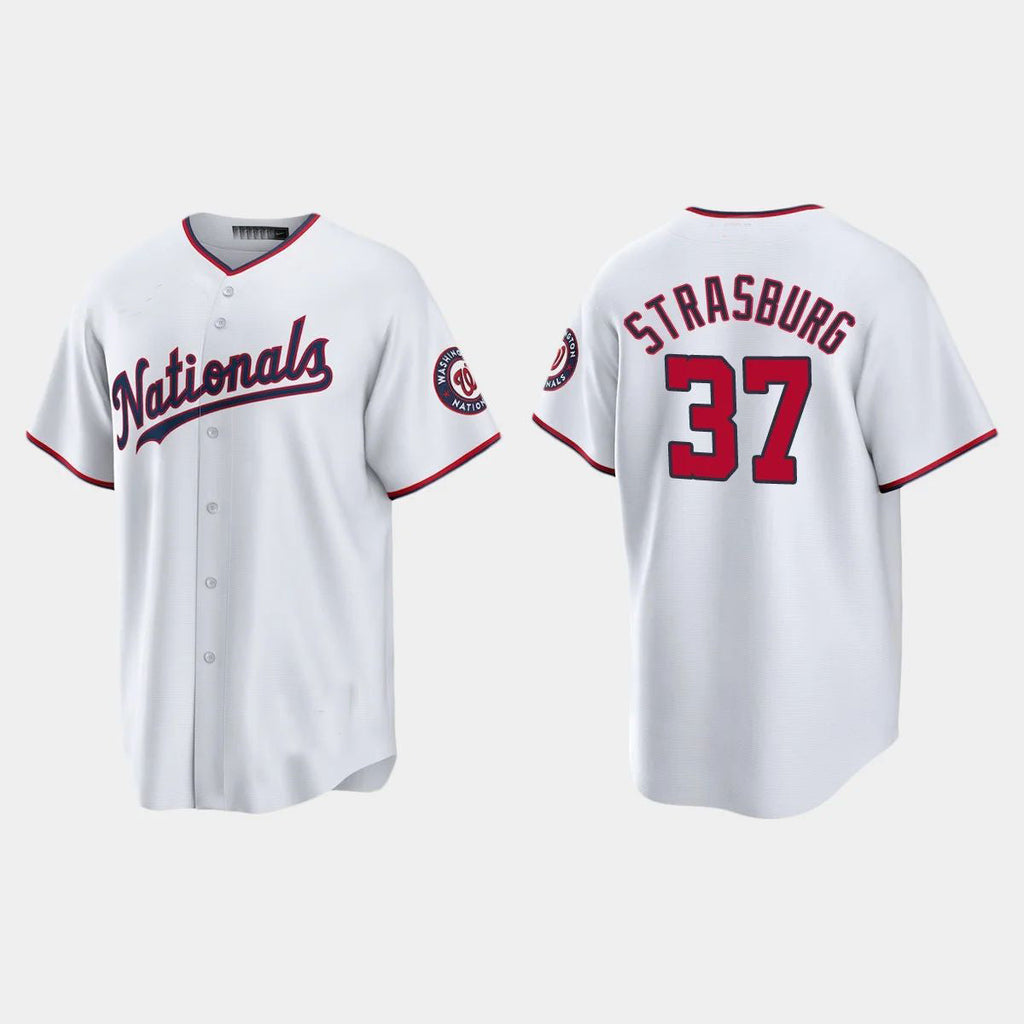 WASHINGTON NATIONALS #37 STEPHEN STRASBURG REPLICA ALTERNATE JERSEY C WHITE Baseball Jerseys