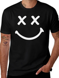 Smiley Face Graphic T-Shirt - Casual Black Tee