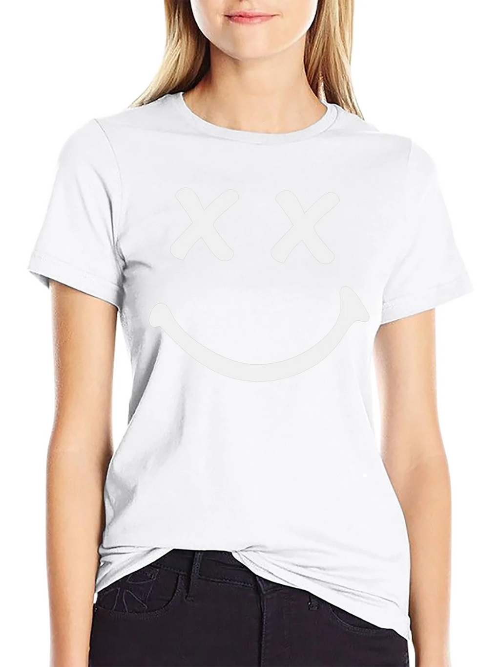 Smiley Face Graphic T-Shirt - Casual Black Tee