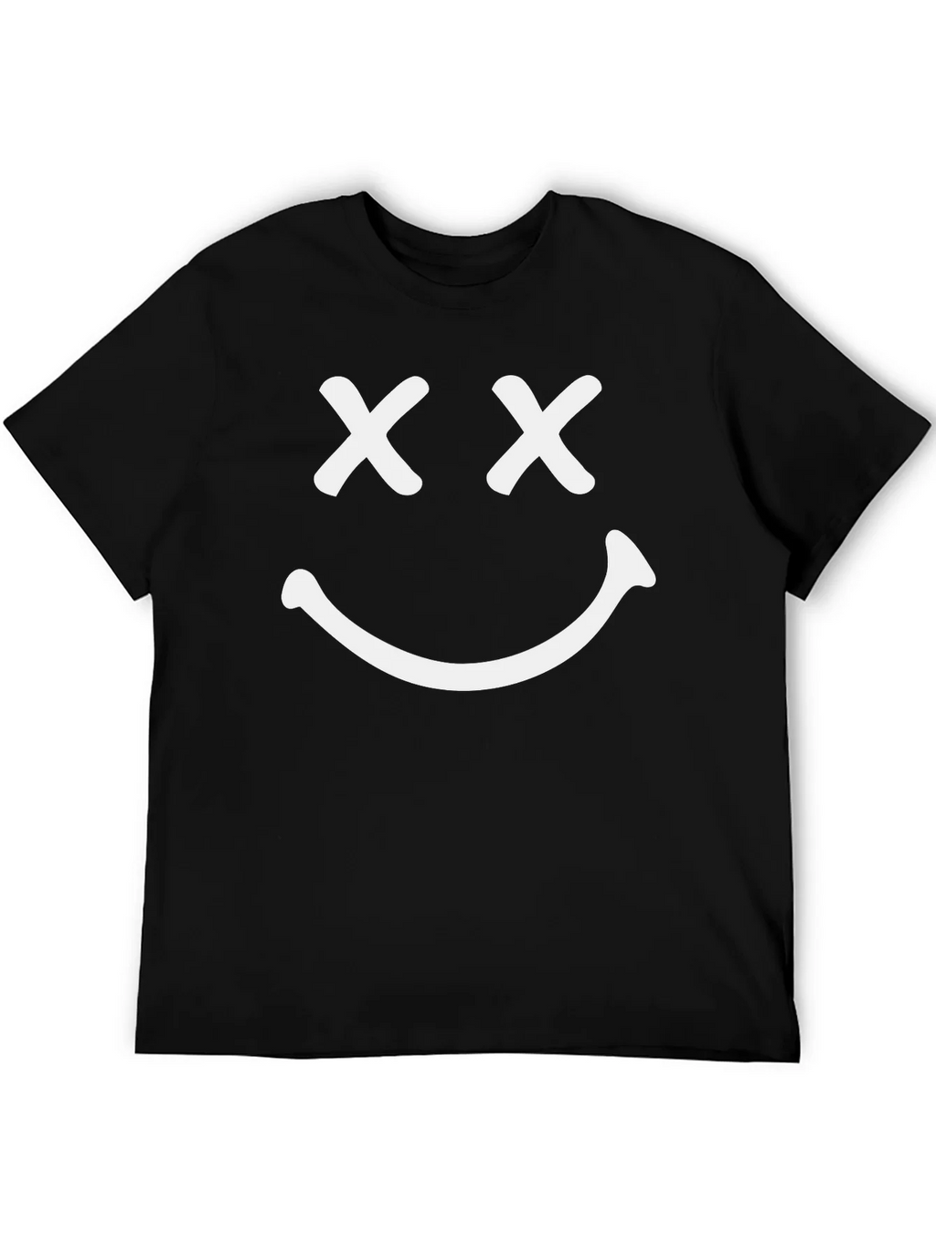 Smiley Face Graphic T-Shirt - Casual Black Tee