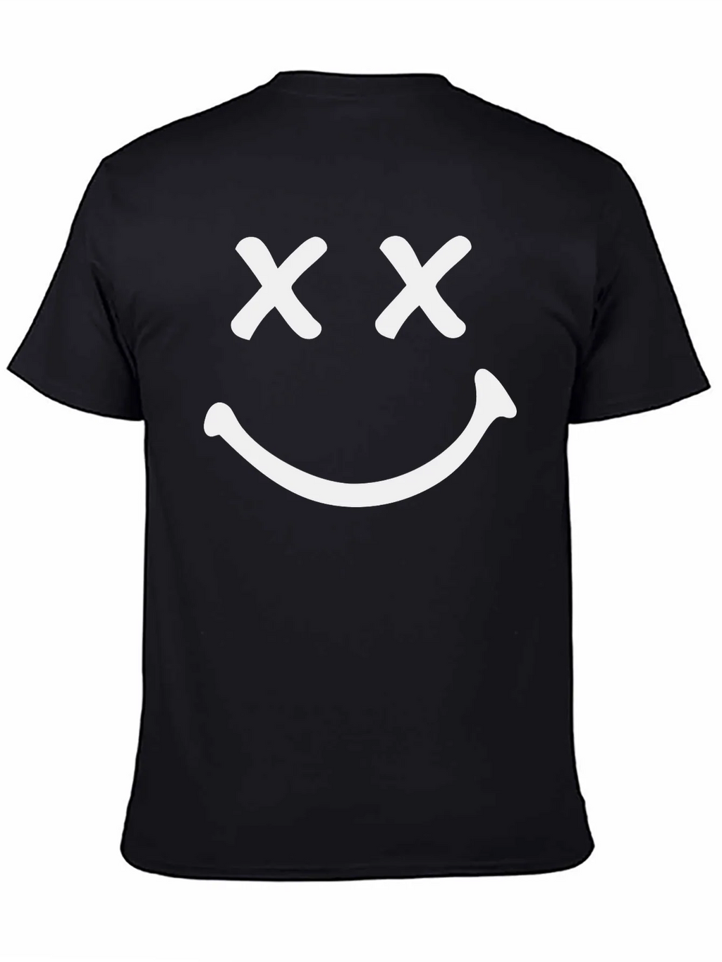 Smiley Face Graphic T-Shirt - Casual Black Tee