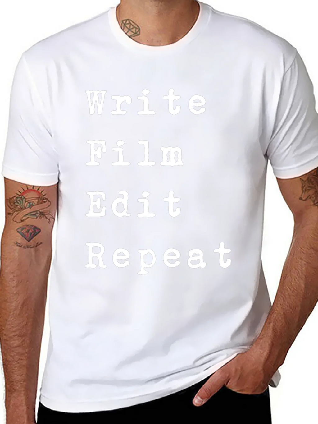 Write Film Edit Repeat Black T-Shirt