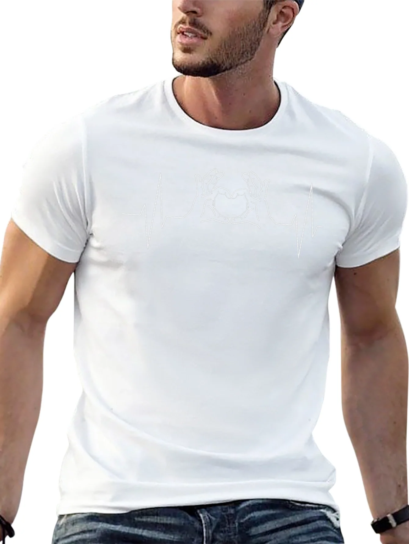 Heartbeat Hand Heart T-Shirt - Black