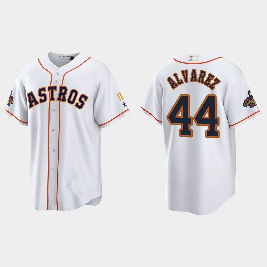 #44 Yordan Alvarez Houston Astros 2023 Gold Program Jersey C White Stitches Baseball Jerseys