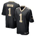 Number 1 Groom New Orleans Saints  Game Jersey - Black