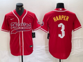 Men's Philadelphia Phillies Bryce Harper #3 Red Player Jersey1 Joint Edition
