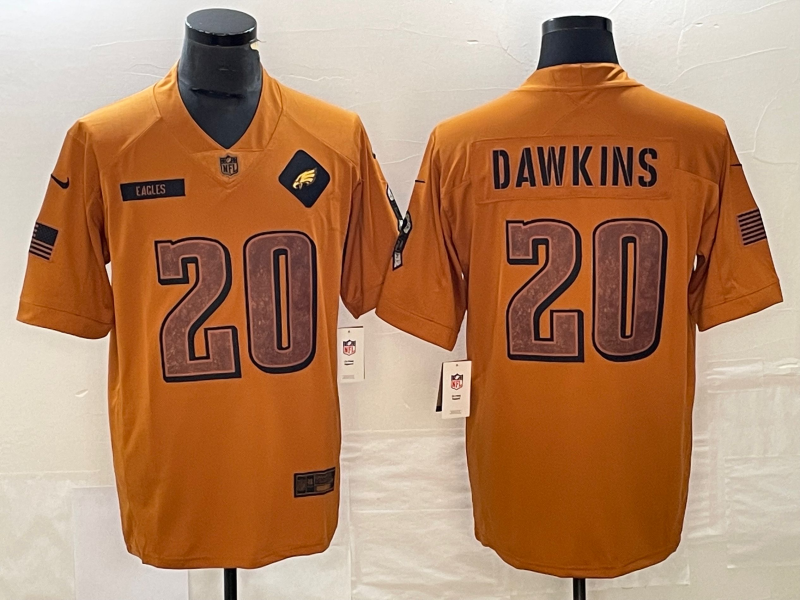 Men's Philadelphia Eagles Brian Dawkins Brown 2023 Salute To Service Retired Player Limited Jersey