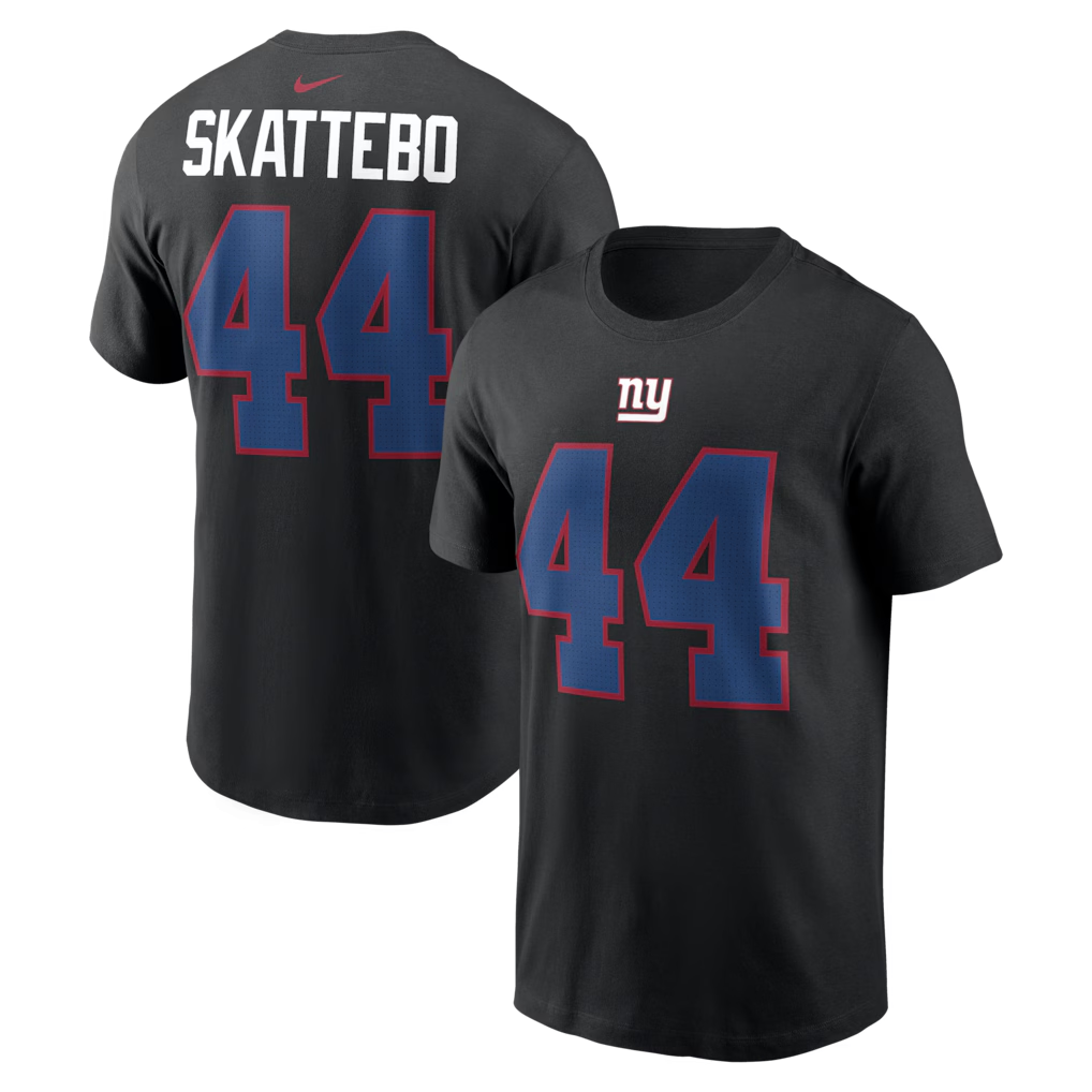Men's New York Giants Cam Skattebo  Black Name & Number T-Shirt