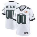 Men's Philadelphia Eagles  Midnight White Super Bowl LIX Custom Game Jersey