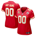 Women's Kansas City Chiefs  Red Super Bowl LIX Custom Game Jersey