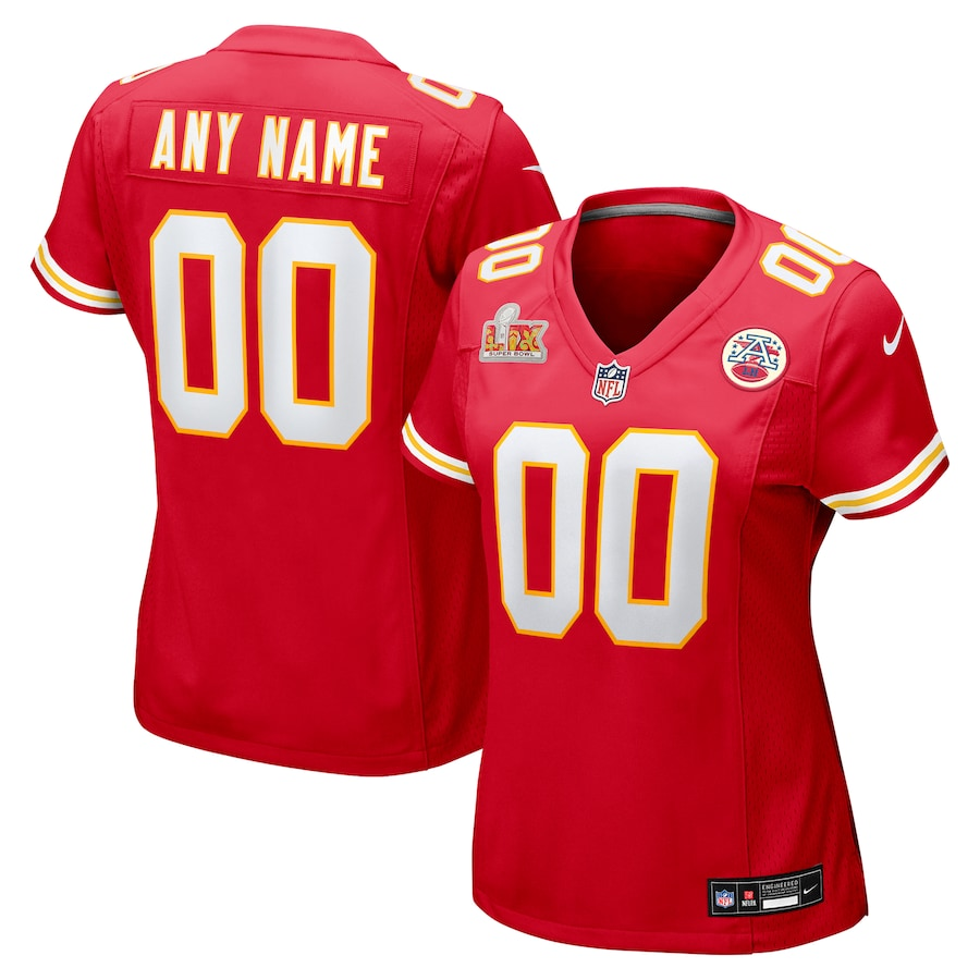 Women's Kansas City Chiefs  Red Super Bowl LIX Custom Game Jersey