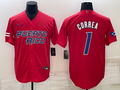 Men's 2023 World Baseball Classic #1 Carlos Correa Puerto Rico Red Jersey1