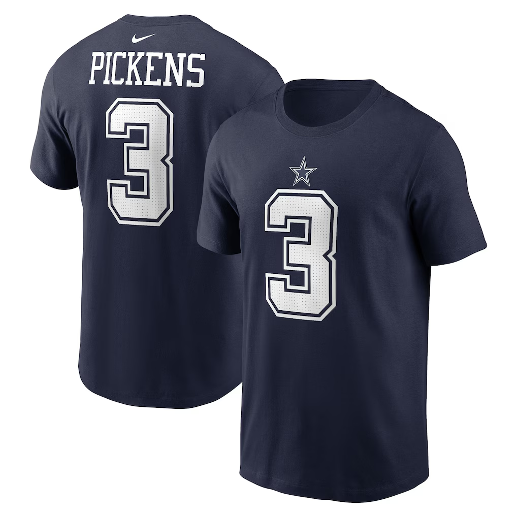 Men's Dallas Cowboys George Pickens  Navy Name & Number T-Shirt
