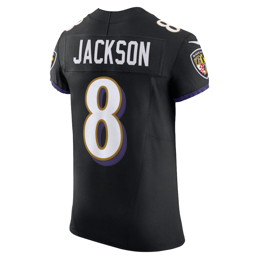 B.Ravens #8 Lamar Jackson Black Alternate Vapor F.U.S.E. Elite Jersey