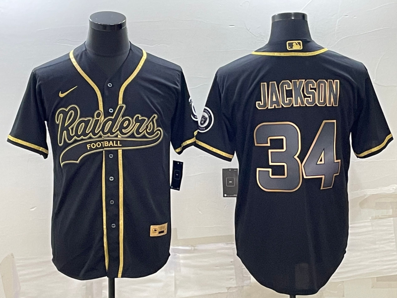 Men's Las Vegas Raiders Bo Jackson Black Game Player Jersey Joint Edition