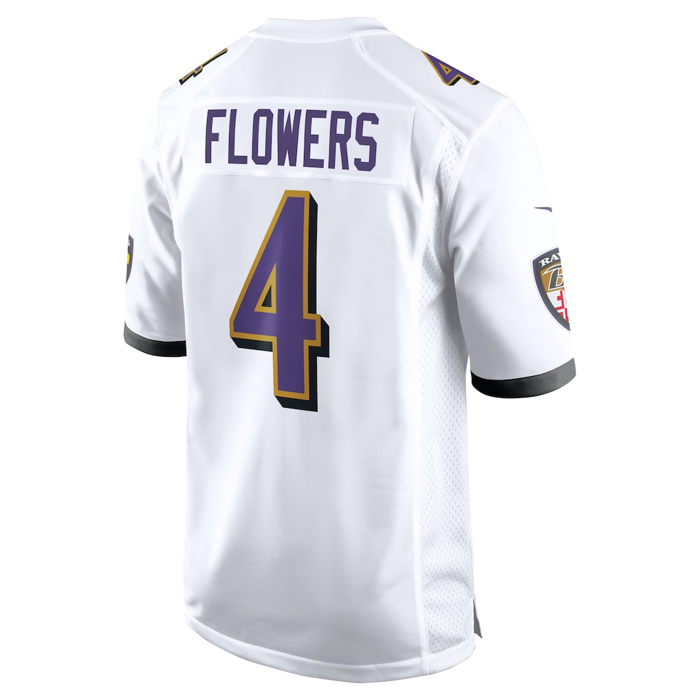 B.Ravens #4 Zay Flowers White Alternate Game Jersey