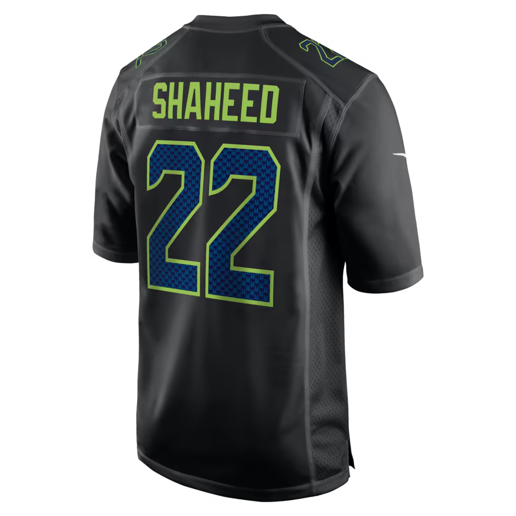 Men's Seattle Seahawks Rashid Shaheed  Black Super Bowl LX Patch Carbon Fashion Game Jersey