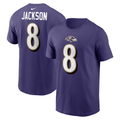 Men's Baltimore Ravens Lamar Jackson  Purple Player Name & Number T-Shirt