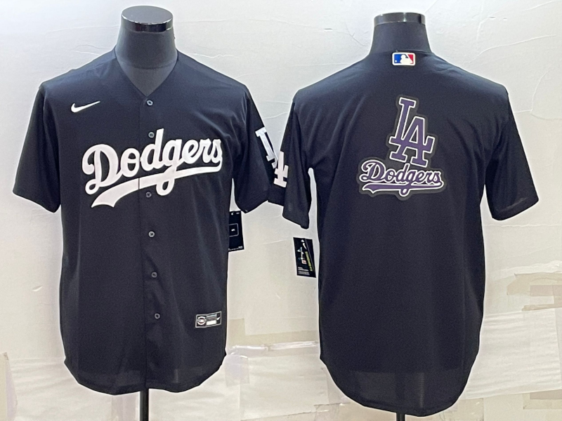 Men's Los Angeles Dodgers1 Black Authentic Patch Jersey
