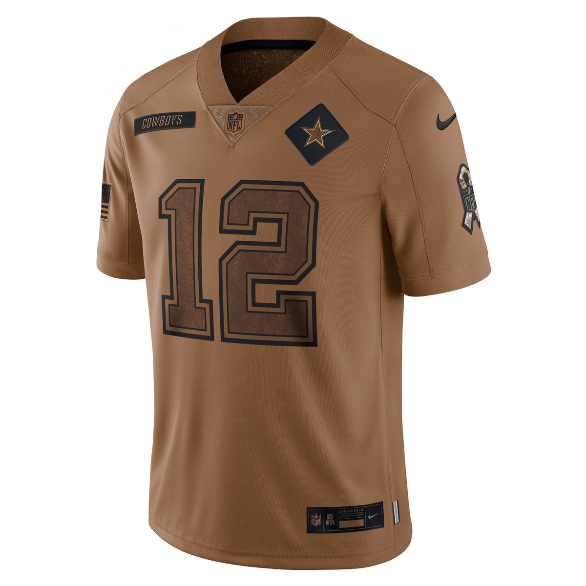 Roger Staubach Dallas Cowboys  Salute To Service Retired   Limited Jersey - Brown