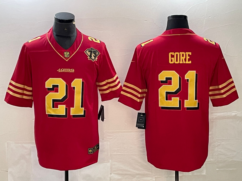 Men's San Francisco 49ers Frank Gore #21 Red Game Player Jersey1
