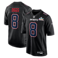 Men's New England Patriots Stefon Diggs #8 Black Super Bowl LX Patch Carbon Fashion Game Jersey