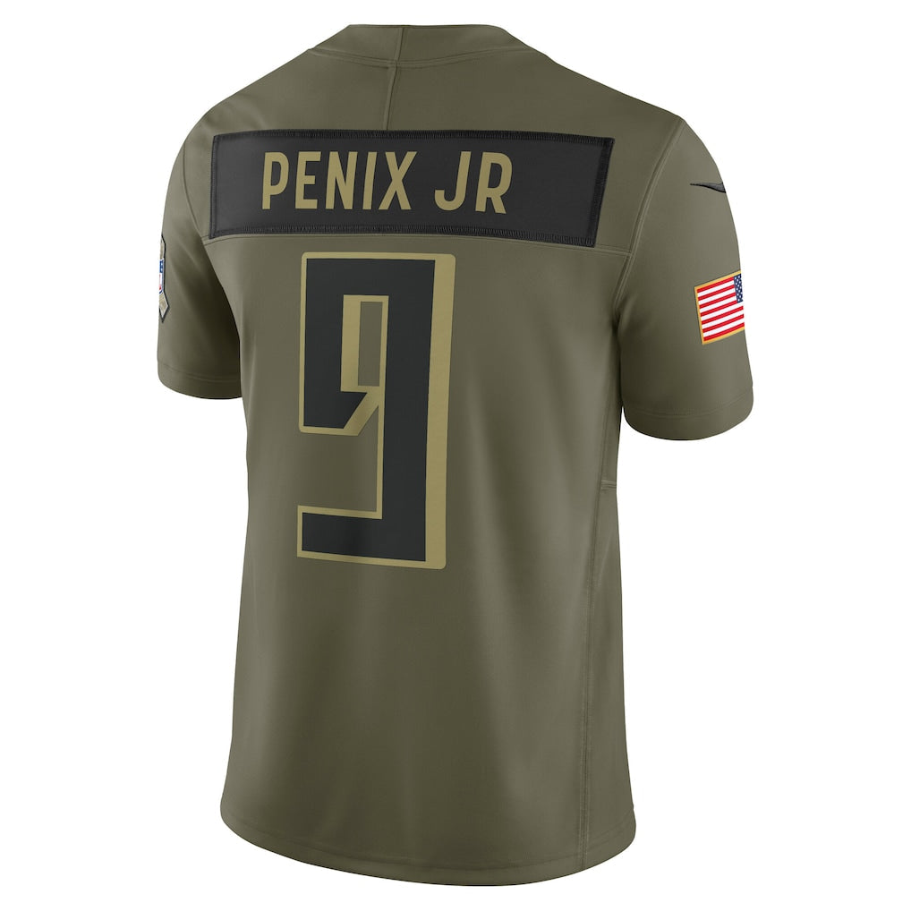 A.Falcons #9 Michael Penix Jr. Olive 2025 Salute to Service Limited Jersey