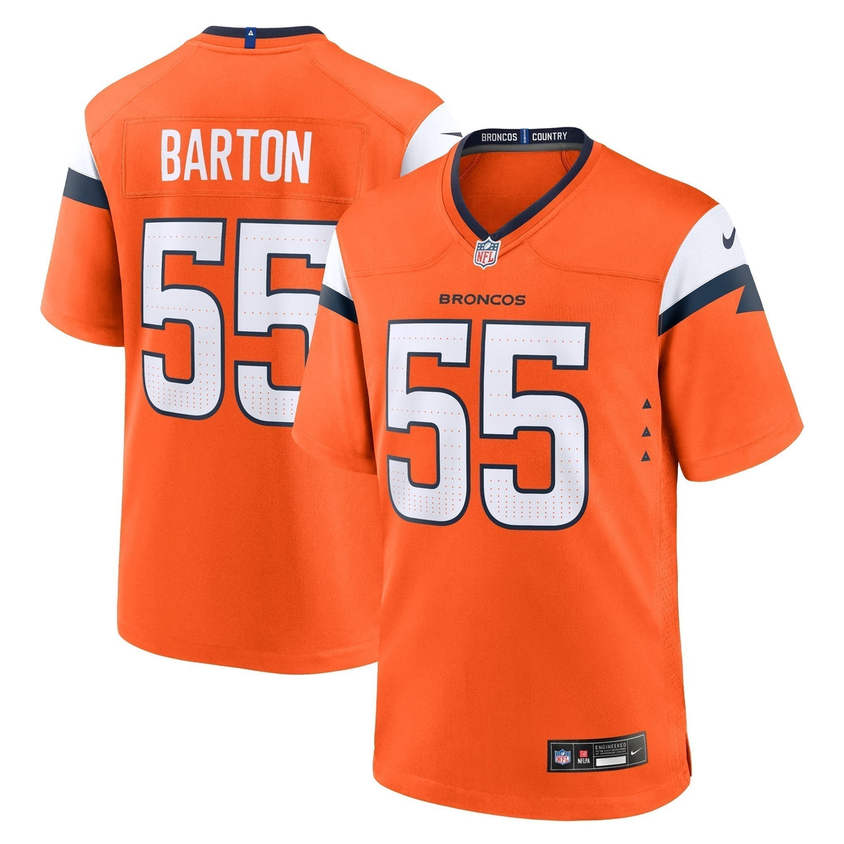 Cody Barton Denver Broncos  Game Jersey -  Orange