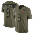 Men's Cincinnati Bengals Joe Burrow  Olive 2025 Salute to Service Limited Jersey