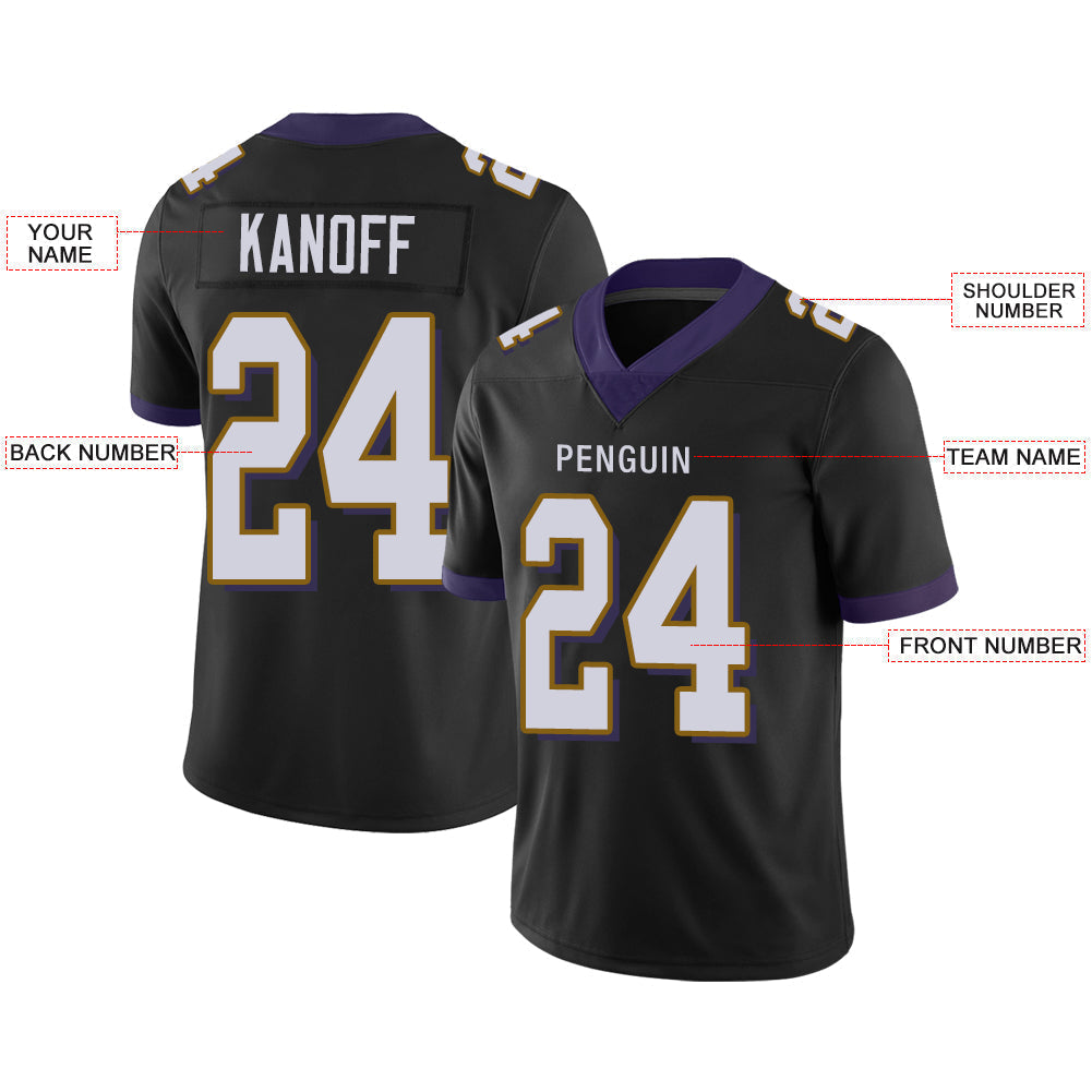 Custom B.Raven Men's American Black Vapor Limited Stitched Football Jersey