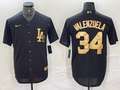 Men's Los Angeles Dodgers Fernando Valenzuela #34 Black Limited Player Jersey1