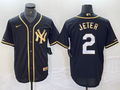 Men's New York Yankees Derek Jeter #2 Black Fashion Stitched Jersey1
