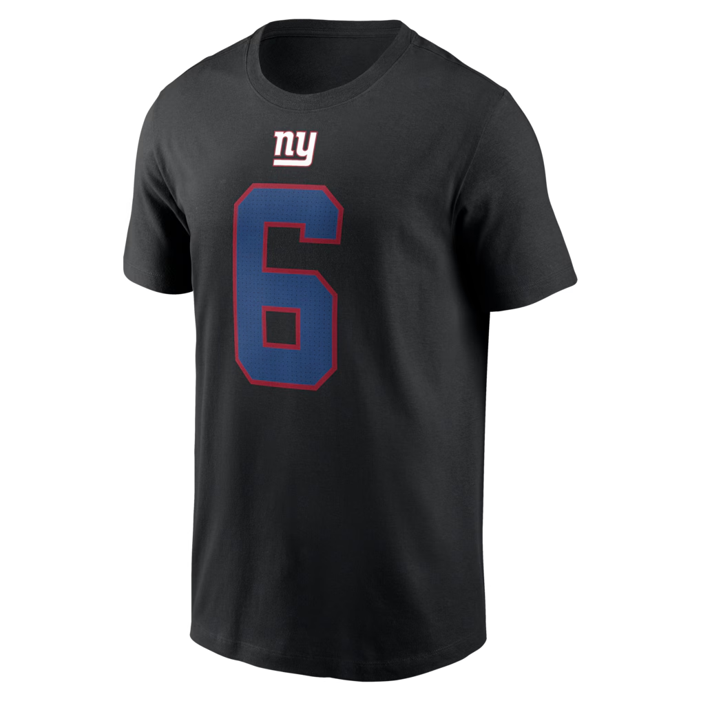 Men's New York Giants Jaxson Dart  Black Name & Number T-Shirt