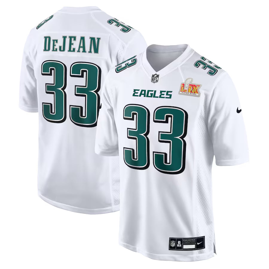 Men's Philadelphia Eagles Cooper DeJean  Tundra White Super Bowl LIX Fashion Game Jersey