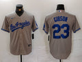 Men's Los Angeles Dodgers Kirk Gibson #23 Gray Game Jersey1