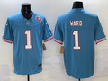 Men's Tennessee Titans Cameron Ward #1 Light Blue 2025 NFL active First Round Pick Game Jersey