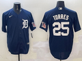 Men's Detroit Tigers Gleyber Torres #25 Navy Replica Player Jersey1