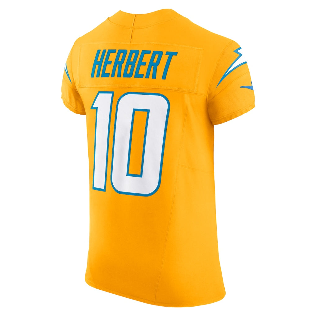 LA.Chargers #10 Justin Herbert Gold Alternate Charger Power Vapor F.U.S.E. Elite Jersey